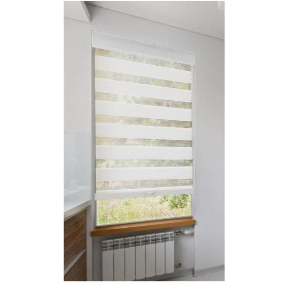 35"x 72" Cordless Zebra Roller Blind Privacy White Light Filtering with Valance